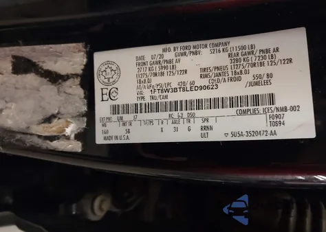 2020 Ford F350 from USA, damaged, VIN 1FT8W3BT8LED90623